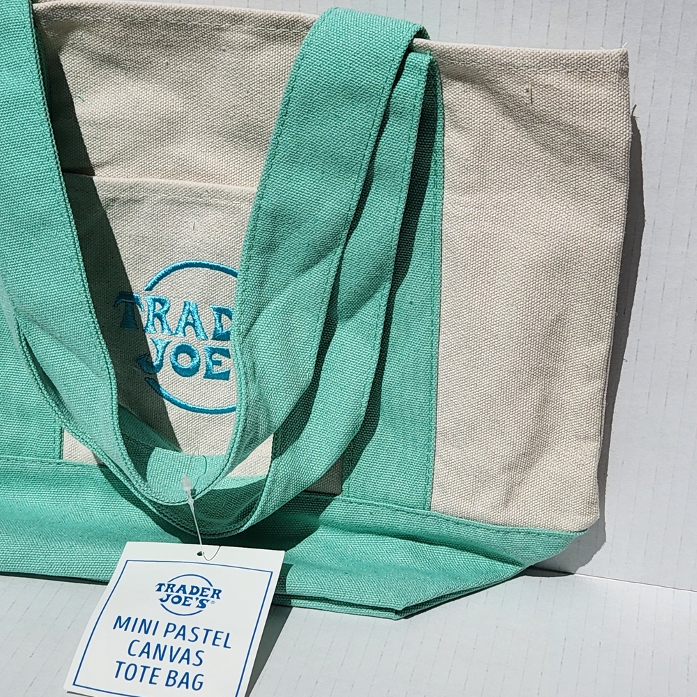 COPY - Trader Joe's Mint and Cream Canvas MINI Tote Bag NWT